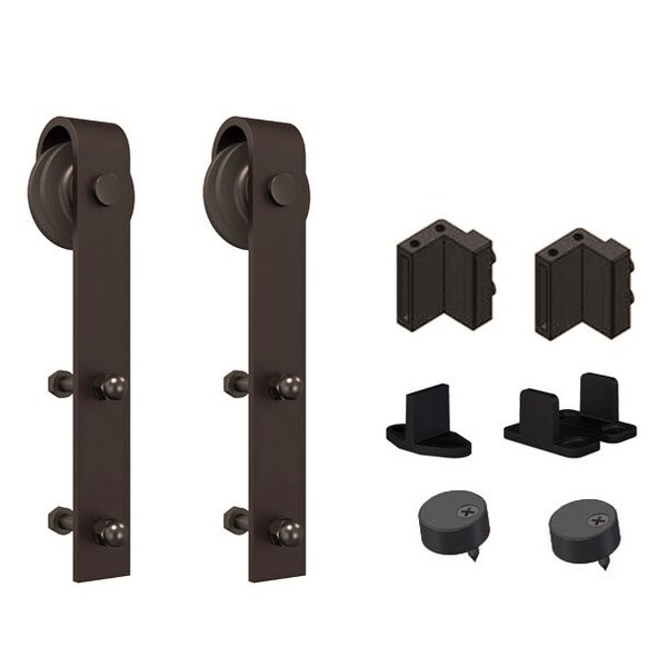 Orca Hardware Double Door Kit, Standard Drop Hangers, To Be Used With Single Flat Track Kit, Includes Oil-Rubed B FTST-DDK-OB - main